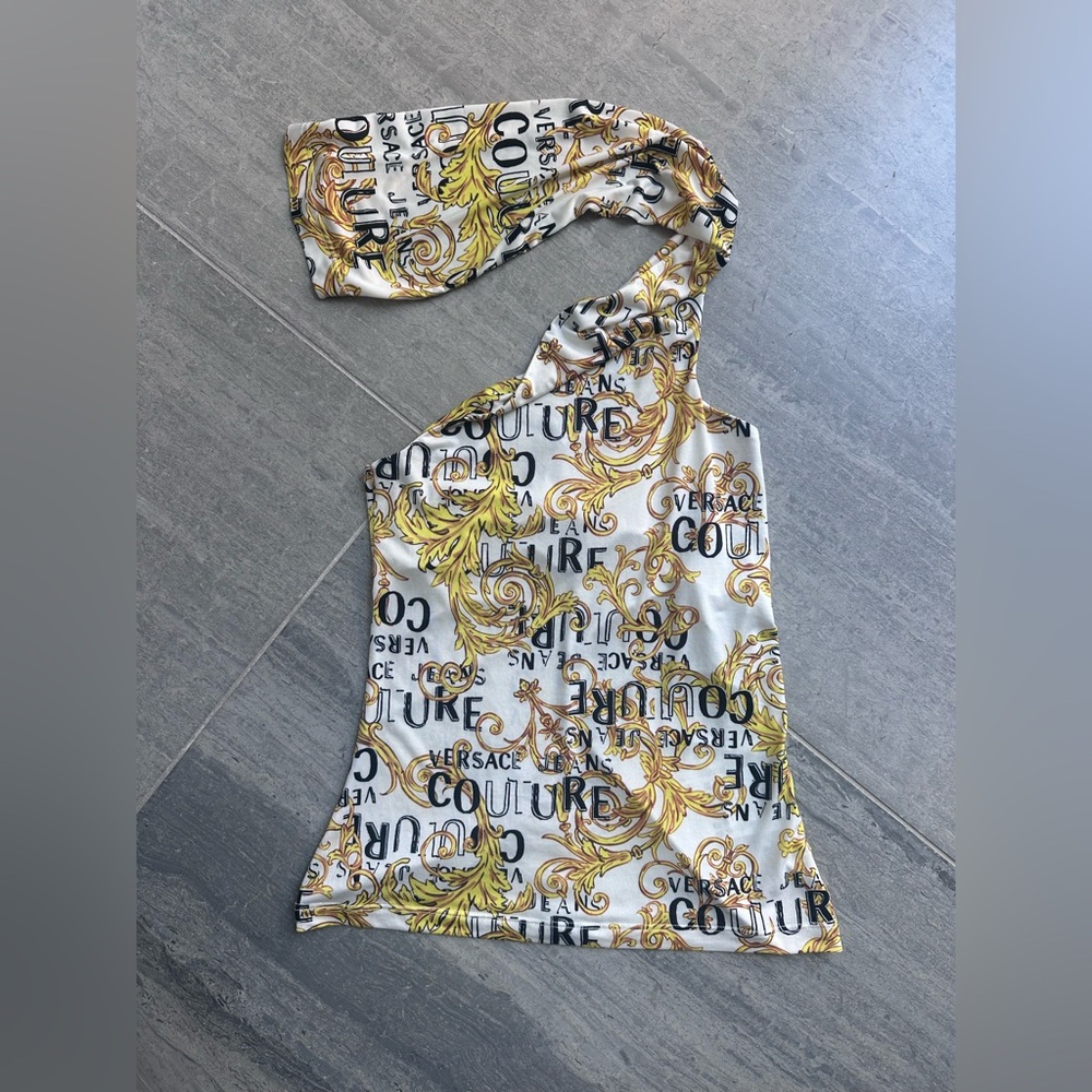 Versace Jeans Collection White and Gold Tank Top